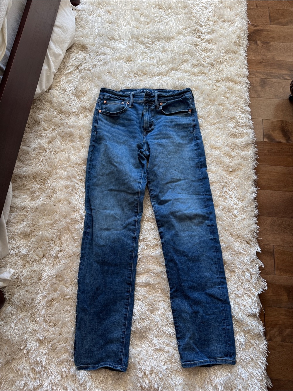 American Eagle Outfitters Dark Blue Straight-Leg Jeans